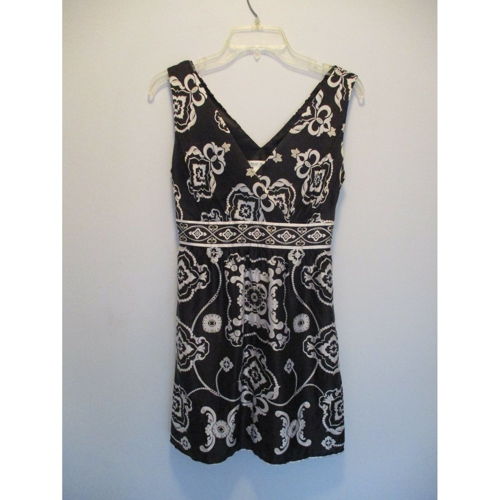 Womens Silk Black and White Dress Sleeveless Black House White Market S 4